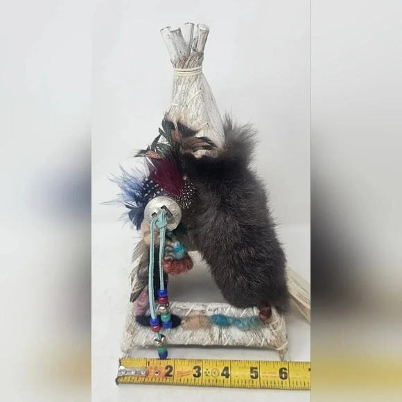 Vintage Natural Wonders Handmade Mini  Native American Indian Teepee Wigwam Fur - Picture 13 of 14